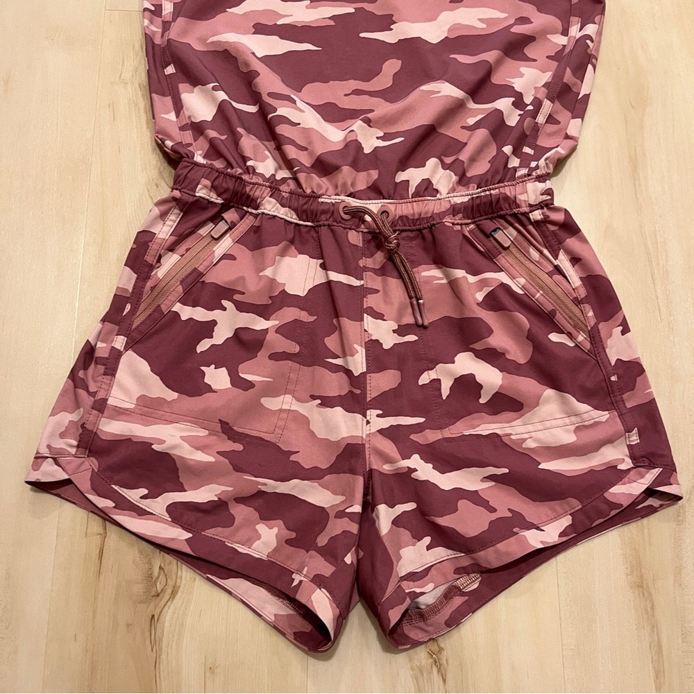 Athleta Girl L(12) On The Go Romper pink camo print - Picture 6 of 11